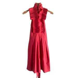 BCBGMAXAZRIA Woven Cotton Ruffle Halter‎ Party Dress Sz 2